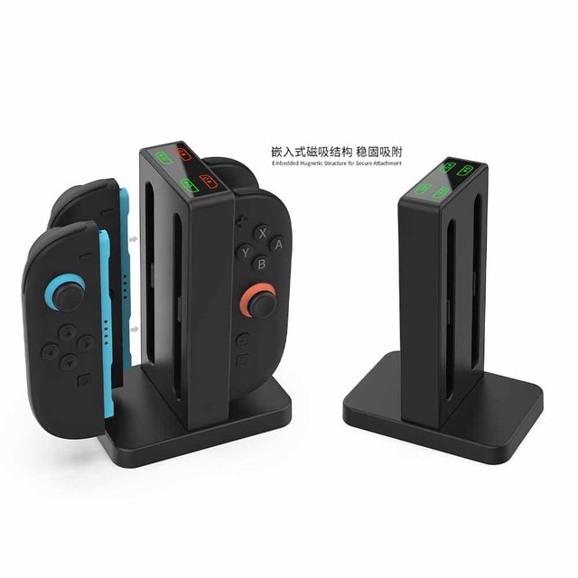 For Switch2 Left and Right Joy-Con Controllers Charging Docks for JoyCon 4 Slots Charging Stand with Charging Indicator Light