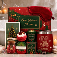 Ensemble cadeau de bain de Noël Anji Newell 9 pièces, expérience spa, souvenir avec savon, bougie, sel de bain et masque pour les yeux pour une utilisation en spa pendant les fêtes