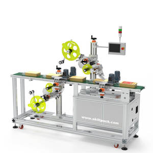 Applicateur d'étiquettes supérieures et inférieures pour sacs SKILT avec imprimante, machine d'étiquetage double face en stock, fabricant depuis 1998, CE Servo - Product Image 5