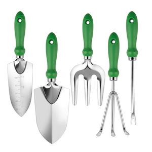 Stainless Steel Garden <b>Tool</b> Set 5 Piece With Green Handle For Planting Weeding And Cultivating Outdoor Use - Product Image 5