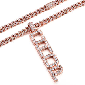 Liontin kustom VVS Moissanite dengan 925 perak murni berlapis emas mawar huruf es nama kustom Hip Hop Bling gaya perhiasan - Product Image 4