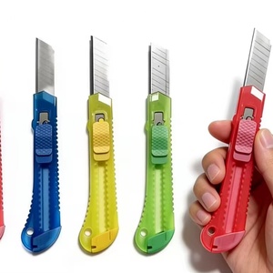 Wholesale Multifunction 18mm Colored Plastic Stationery Paper Cutter Utility <b>Knife</b> with Custom OPP Bag - Product Image 1