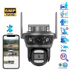 Icsee双镜头双屏4k安全摄像机新人工智能运动跟踪变焦PTZ 6MP高清摄像机安全摄像机 - Product Image 6