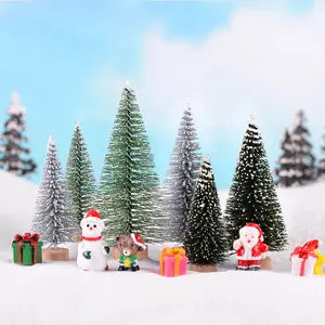 Ychon Christmas Evergreen Pine Tree Figurines Village Christmas Trees Miniature Trees for Xmas Decor