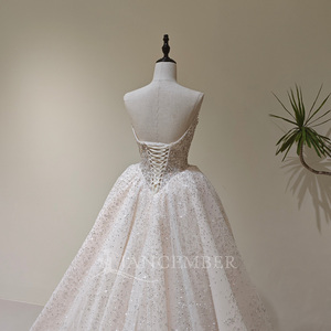 LY128 Sparkly Spaghetti Strap Crystal Wedding Bridal Women's Party <b>Dresses</b> - Product Image 6