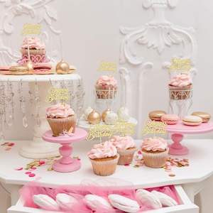 Adornos para Cupcakes de Cumpleaños, Decoraciones Doradas con Brillantina para Celebrar Cumpleaños - Product Image 4