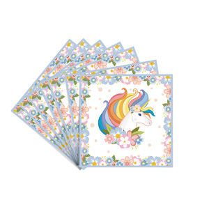 Juego de Artículos para Fiesta de Unicornio con Diseño Floral Arcoíris, Platos, Vasos y Servilletas de 7 y 9 Pulgadas, Decoraciones de Cumpleaños - Product Image 5