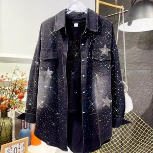 <span class=keywords><strong>Camicia</strong></span> in Denim con strillatura a caldo e diamanti in Denim Casual camicette a maniche lunghe donna autunno inverno 2025 <span class=keywords><strong>camicia</strong></span> <span class=keywords><strong>di</strong></span> <span class=keywords><strong>jeans</strong></span> larga - Product Image 1
