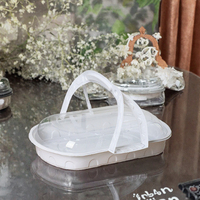 Boîtes à pâtisserie et bento ovales jetables en PVC, gaufrées et vernissées, pour pâtisseries, desserts et Noël - Vente en gros