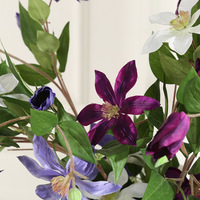 Branche de Clématite Artificielle Haut de Gamme Luxe 85cm, Fleur en Soie Réaliste pour Décoration Nordique, Arrangement Esthétique en Vase, Vente en Gros