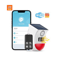 Détecteur de mouvement intelligent TYSH WiFi solaire extérieur PIR sans fil avec sirène stroboscopique sonore, alarme étanche IP65 à piles pour garage, maison, hôtel