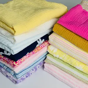 Desain baru cetakan Digital 100% katun kain kasa ganda untuk piyama dan selimut