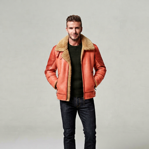Men Warm Shearling Jacket Fur Collar Casual Winter Jacket Long Sleeve Zip Up Outerwear Custom Design - Product Image 1