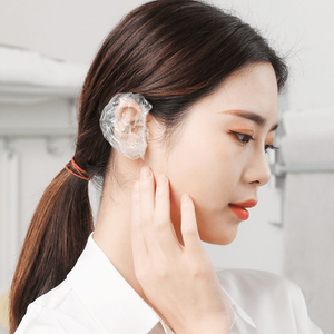 ที่ครอบหูใสกันน้ำแบบใช้แล้วทิ้ง100ชิ้น/ถุงพลาสติกยืดหยุ่นสำหรับใช้ในห้องอาบน้ำร้านเสริมสวย - Product Image 1