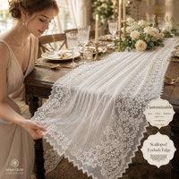 Chemin de table en dentelle 45x120cm blanc, style français ajouré, pour mariage, dîner, banquet, hôtel, décoration intérieure, vente en gros