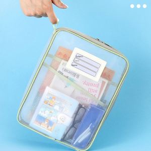Hot Sale L-shaped Large Capacity Subject <b>Bag</b> Classified Storage Mesh Zipper Pouch Student Exam Tutoring Homework <b>Document</b> <b>Bag</b> - Product Image 3