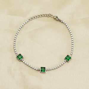 Bracelets réglables vert émeraude en Zircon cubique en acier inoxydable classique de haute qualité pour bijoux cadeaux anniversaire d'anniversaire - Product Image 3