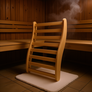Schienale per sauna in legno naturale a forma di S, non trattato, atossico, attrezzatura di sicurezza per bagno e sauna, design minimalista - Product Image 2