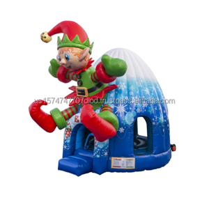 Mini castillo inflable de elfo navideño alegre ASTM CPC aprobado para uso en interiores y exteriores con características de muñeco de nieve - Product Image 3