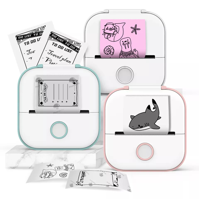 T02 Thermal Mini Printer Portable Wireless Inkless Printer for Student Home Office Gift