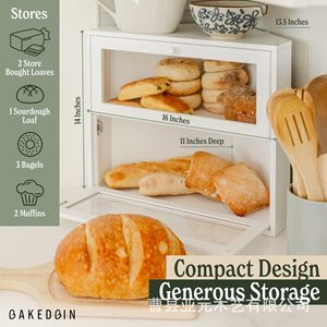 ตู้เก็บขนมปังไม้ไผ่ทรงมุมพร้อมบานประตูใสสำหรับวางบนเคาน์เตอร์ - Product Image 2
