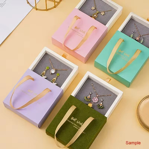 Caja de Joyería de Papel con Cajón Deslizante y Logotipo Personalizado, Caja de Regalo de Lujo con Asa para Collares y Empaque de Joyería - Product Image 2