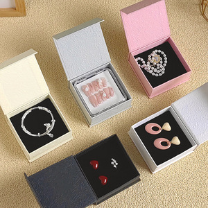 Manufacturer Customized Logo Eco-friendly Cardboard Magnetic Jewellery <b>Box</b> Necklace Ring Pendant <b>Earrings</b> <b>Box</b> for Gift Packaging - Product Image 2
