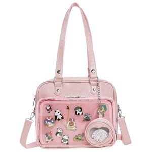 Hot Sale TC <b>Lady</b> Fashion PU Leather Chains Zipper Waterproof Multi-Purpose <b>Backpack</b> Messenger Anime Pin Display Custom Daily - Product Image 1