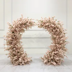 蓬松浪漫婚礼大门拱门金属腮红粉色樱花拱门派对装饰入口拱门