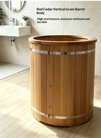 AMHUS 2026 Nouvelle Baignoire en Bois pour Bain d'Eau Froide, Coque en Cèdre Rouge Canadien, Baignoire de Glace Autoportante Cylindrique en Acier Inoxydable