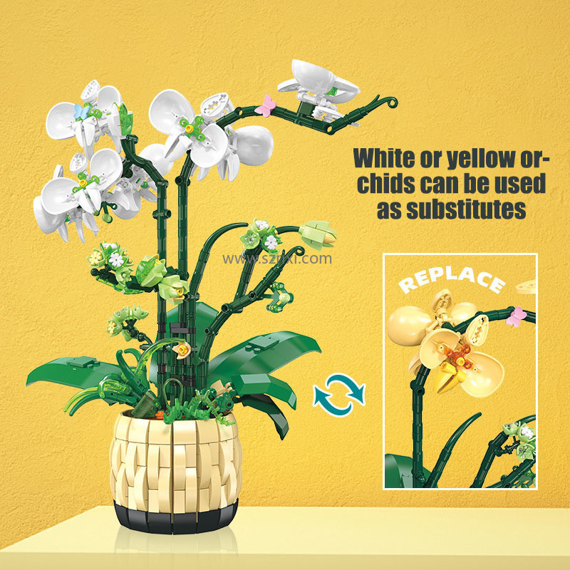 Jie Star 9067 3D Flower Orchid Potting Model - DIY Building Block