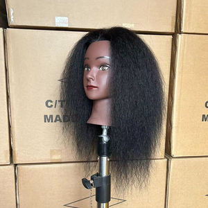Tête de Mannequin en Cheveux Naturels pour Coiffeur, Mannequin d'Entraînement Américain/Africain, Tête de Poupée Cosmétologique pour Salon de Coiffure Féminin - Product Image 2