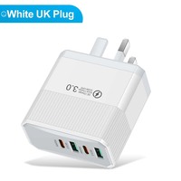 Chargeur rapide 4-en-1, 2USB & 2PD GaN, prise murale universelle EU/US/UK/KR pour smartphone, iPad & MacBook