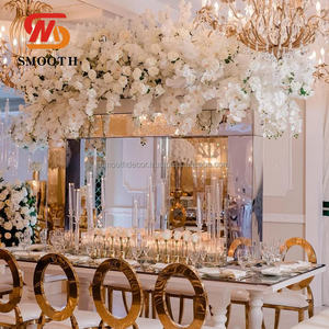 Miroir en métal de luxe lisse en acier inoxydable blanc/noir/or Rectangle taille personnalisée support de fleurs centre de table décor de mariage - Product Image 4