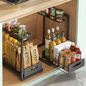 Organizzatore Estraibile a 2 Livelli Regolabile in Altezza, in Metallo, a Forma di L, Multifunzionale per Bagno e <span class=keywords><strong>Cucina</strong></span>, da Installare Sotto il Lavello - Product Image 5