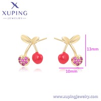 X001152036 Joyería XUPING, Pendientes de Mujer con Diseño de Cereza, Chapados en Oro de 14k, Lindos, Modernos y a la Moda