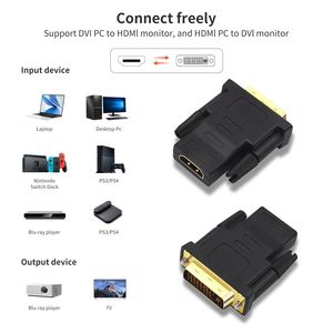 Adaptateur vidéo <span class=keywords><strong>DVI</strong></span>-D 24 + 1 mâle vers <span class=keywords><strong>HDMI</strong></span> femelle, connecteur haute vitesse pour cartes graphiques et moniteurs d'ordinateur. - Product Image 3