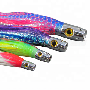 Tête de jet en métal de mer profonde salée leurres de pêche à la traîne grand jeu pêche paillettes flocons jupes calmar poulpe leurre - Product Image 6