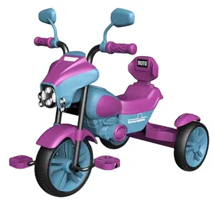 Motorlu renkli üç tekerlekli bisiklet çocuklar için plastik çocuk bisiklet arka koltuk