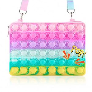 Custom Silicone Pop Wallet PVC Keychain <b>Mini</b> Zipper Coin Purse with <b>Bubble</b> Fidget Toy Novelty & Gag Toys for Children - Product Image 1