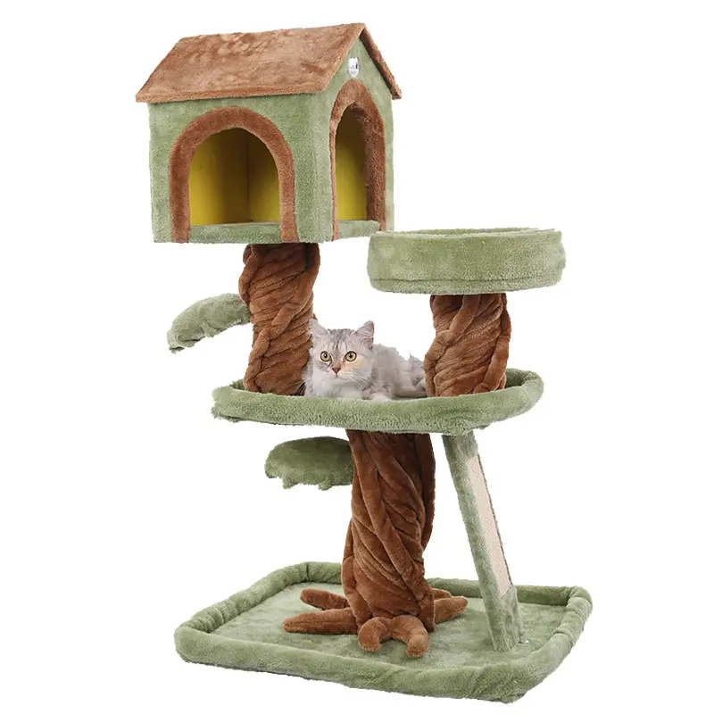 Wholesale Custom Tree Like Multi-Layer Plush Cat Tree House Scratcher Simulated Plant Cat Furniture Forest