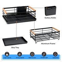 Organisateur de rangement multifonctionnel pour ustensiles de cuisine, égouttoir à vaisselle en métal anti-poussière pour comptoir de cuisine