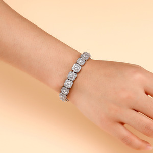 Trendy Premium Unisex Hip Hop Tennis Chain for <b>Bracelet</b> Set White Gold Plated <b>Copper</b> with 5A Cubic Zirconia for Anniversary - Product Image 4