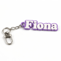 Llavero de PVC Suave Personalizado con Nombre OEM y Cierre de Langosta, Artesanía Metálica Personalizada, Llavero de Goma 3D con Nombre para Regalos