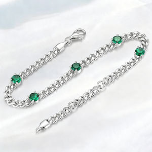 سوار كوبي من الفضة عيار 925 أنيق وقابل للتخصيص مع زركون أخضر، مجوهرات نسائية فريدة وفاخرة - Product Image 2