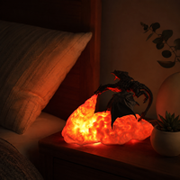 Lampe de nuit LED 3D Flamme de Dragon, Lampe Dragon Fantastique Créative, Jouet Lumineux Décoratif de Bureau pour la Décoration de Chambre