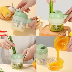Cortador de Verduras Eléctrico Multifuncional 4 en 1, Picador de Ajo de Plástico con Funciones de Rebanado, Prensado y Mezcla - Product Image 4