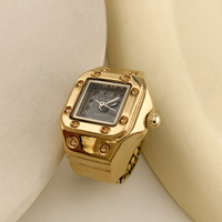 Jam Tangan Cincin Retro Kreatif Punk Trendi Serbaguna Mini Berlapis Emas Sederhana Aksesori Fashion Unisex untuk Pasangan