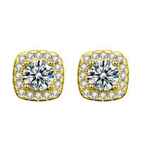 Boucles d'oreilles en or blanc Moissanite 0,5CT 1CT 2CT Couleur Ronde Coupe Argent Sterling Boucles d'oreilles à clous Moissanite pour femmes