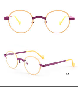 إطار معدني عالي الجودة للنظارات مستدير أزرق يمنع الضوء إطار نظارات بصرية للجنسين إطار نظارات فاخر عصري - Product Image 4